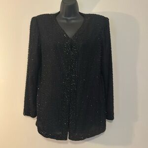 Stenay Women’s Black Vintage Evening Cocktail Beaded Jacket Medium